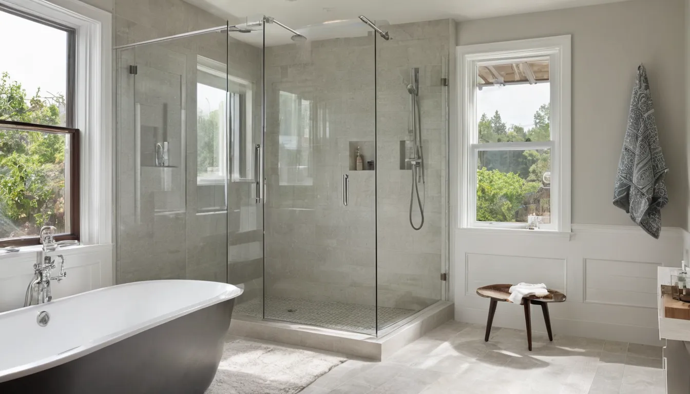 Low-entry walk-in shower in a bright Waterbury home bathroom with a bench and grab bar